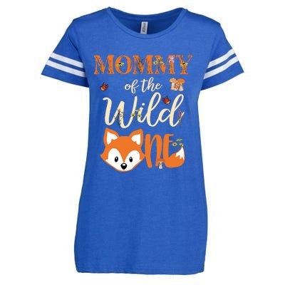 Mommy Of The Wild One Birthday Girl Fox Lover Mom Mother Enza Ladies Jersey Football T-Shirt