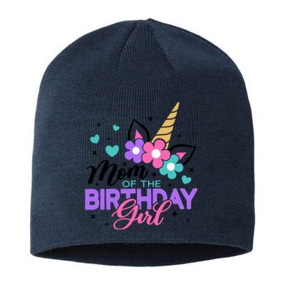 Mom Of The Birthday Girl Unicorn Girl Unicorn Birthday Sustainable Beanie