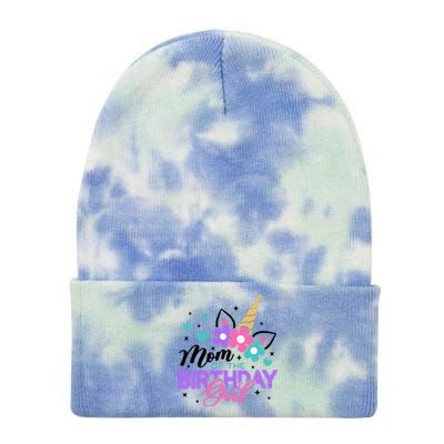 Mom Of The Birthday Girl Unicorn Girl Unicorn Birthday Tie Dye 12in Knit Beanie