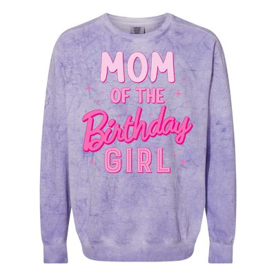 Mom Of The Birthday Girl Party Girl Groovy Retro For Mommy Colorblast Crewneck Sweatshirt