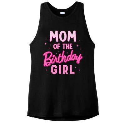 Mom Of The Birthday Girl Party Girl Groovy Retro For Mommy Ladies PosiCharge Tri-Blend Wicking Tank