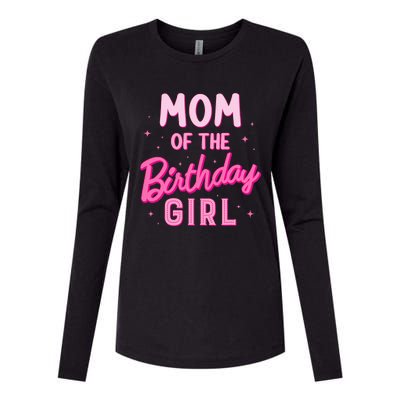 Mom Of The Birthday Girl Party Girl Groovy Retro For Mommy Womens Cotton Relaxed Long Sleeve T-Shirt