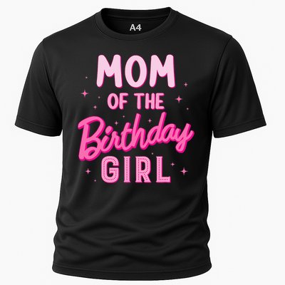 Mom Of The Birthday Girl Party Girl Groovy Retro For Mommy Cooling Performance Crew T-Shirt