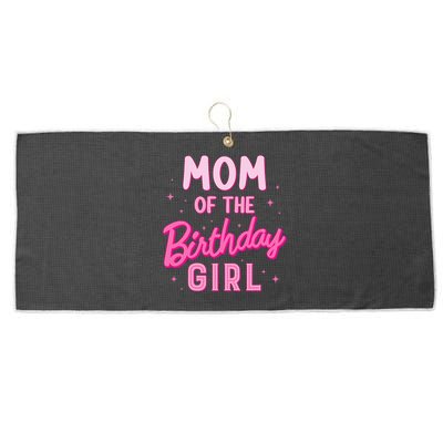 Mom Of The Birthday Girl Party Girl Groovy Retro For Mommy Large Microfiber Waffle Golf Towel