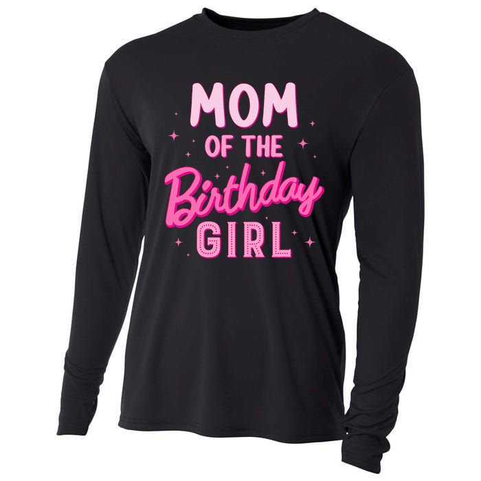 Mom Of The Birthday Girl Party Girl Groovy Retro For Mommy Cooling Performance Long Sleeve Crew