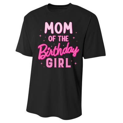 Mom Of The Birthday Girl Party Girl Groovy Retro For Mommy Performance Sprint T-Shirt