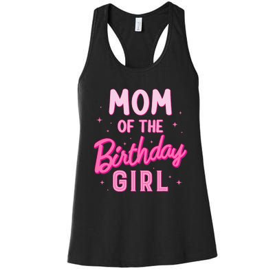 Mom Of The Birthday Girl Party Girl Groovy Retro For Mommy Women's Racerback Tank