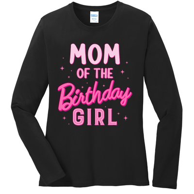 Mom Of The Birthday Girl Party Girl Groovy Retro For Mommy Ladies Long Sleeve Shirt