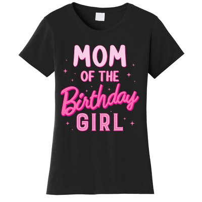 Mom Of The Birthday Girl Party Girl Groovy Retro For Mommy Women's T-Shirt