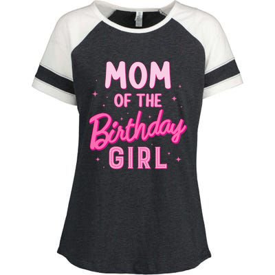 Mom Of The Birthday Girl Party Girl Groovy Retro For Mommy Enza Ladies Jersey Colorblock Tee