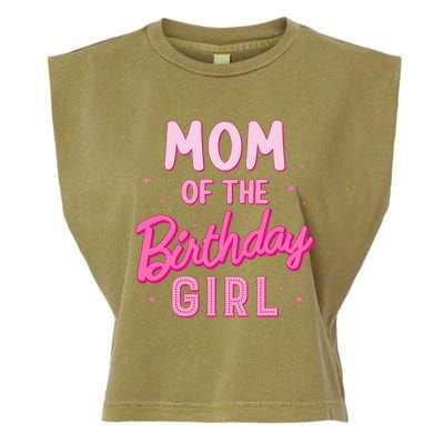 Mom Of The Birthday Girl Party Girl Groovy Retro For Mommy Garment-Dyed Women's Muscle Tee