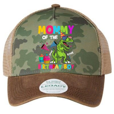 Mommy Of The Birthday Boy T-Rex Dinosaur Birthday Legacy Tie Dye Trucker Hat