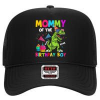 Mommy Of The Birthday Boy T-Rex Dinosaur Birthday High Crown Mesh Back Trucker Hat