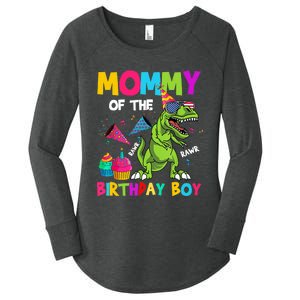 Mommy Of The Birthday Boy T-Rex Dinosaur Birthday Women's Perfect Tri Tunic Long Sleeve Shirt