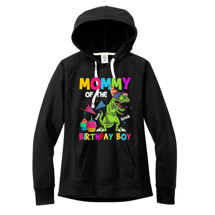 Mommy Of The Birthday Boy T-Rex Dinosaur Birthday Women's Fleece Hoodie