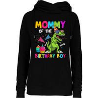 Mommy Of The Birthday Boy T-Rex Dinosaur Birthday Womens Funnel Neck Pullover Hood