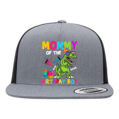 Mommy Of The Birthday Boy T-Rex Dinosaur Birthday Flat Bill Trucker Hat