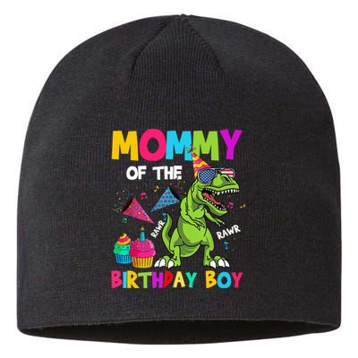 Mommy Of The Birthday Boy T-Rex Dinosaur Birthday Sustainable Beanie