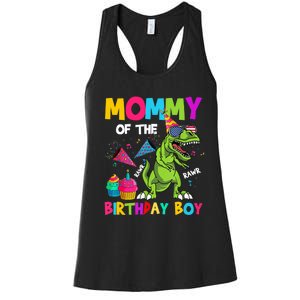 Mommy Of The Birthday Boy T-Rex Dinosaur Birthday Women's Racerback Tank