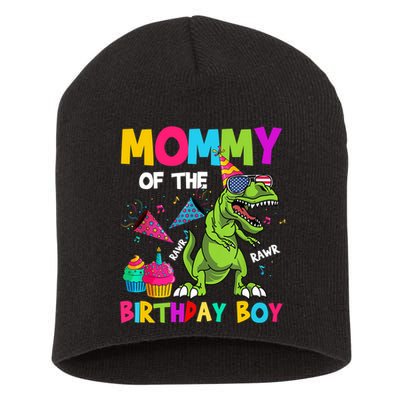 Mommy Of The Birthday Boy T-Rex Dinosaur Birthday Short Acrylic Beanie