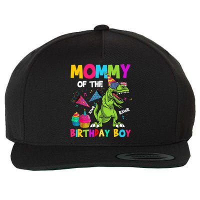 Mommy Of The Birthday Boy T-Rex Dinosaur Birthday Wool Snapback Cap