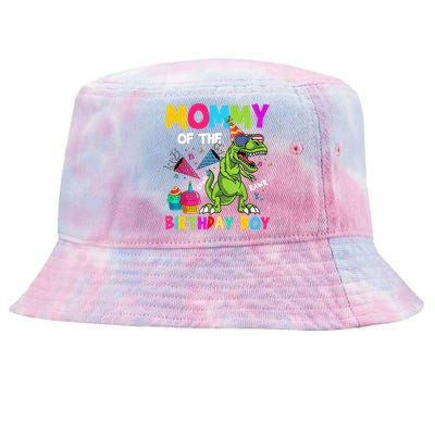 Mommy Of The Birthday Boy T-Rex Dinosaur Birthday Tie-Dyed Bucket Hat