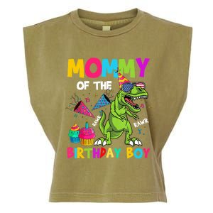 Mommy Of The Birthday Boy T-Rex Dinosaur Birthday Garment-Dyed Women's Muscle Tee