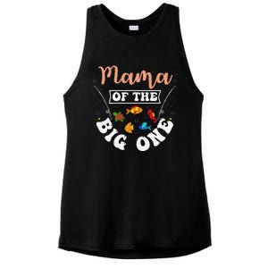 Mama Of The Big One Fishing Birthday Party Bday Celebration Ladies PosiCharge Tri-Blend Wicking Tank