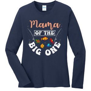 Mama Of The Big One Fishing Birthday Party Bday Celebration Ladies Long Sleeve Shirt