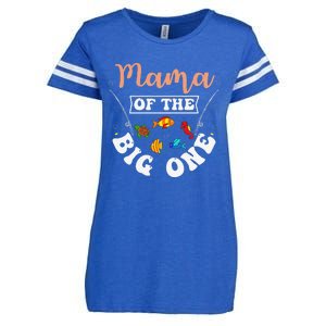 Mama Of The Big One Fishing Birthday Party Bday Celebration Enza Ladies Jersey Football T-Shirt