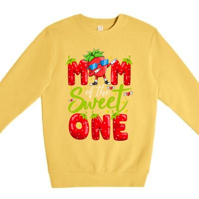 Mom Of The Sweet One Dabbing Valentines Day Strawberry Funny Gift Meaningful Gif Premium Crewneck Sweatshirt