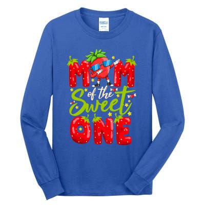 Mom Of The Sweet One Dabbing Valentines Day Strawberry Funny Gift Meaningful Gif Tall Long Sleeve T-Shirt