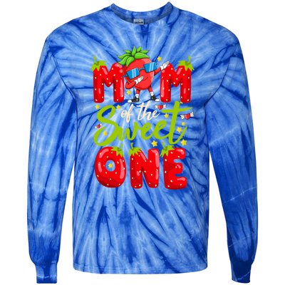 Mom Of The Sweet One Dabbing Valentines Day Strawberry Funny Gift Meaningful Gif Tie-Dye Long Sleeve Shirt