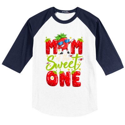 Mom Of The Sweet One Dabbing Valentines Day Strawberry Funny Gift Meaningful Gif Baseball Sleeve Shirt