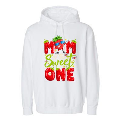 Mom Of The Sweet One Dabbing Valentines Day Strawberry Funny Gift Meaningful Gif Garment-Dyed Fleece Hoodie