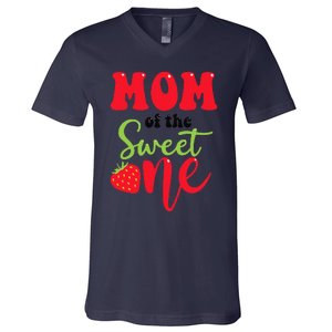 Mom Of The Sweet One Strawberry Summer First Birthday V-Neck T-Shirt