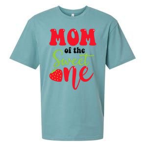 Mom Of The Sweet One Strawberry Summer First Birthday Sueded Cloud Jersey T-Shirt