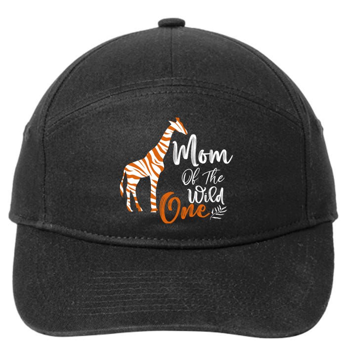 Mom Of The Wild One Funny 1st Birthday Animal Safari Gift 7-Panel Snapback Hat