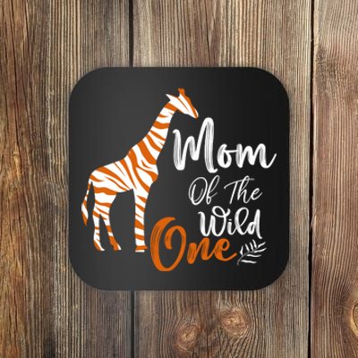 Mom Of The Wild One Funny 1st Birthday Animal Safari Gift Coaster