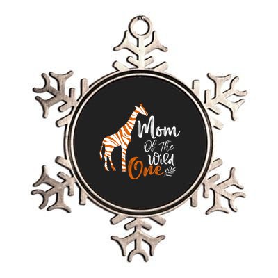 Mom Of The Wild One Funny 1st Birthday Animal Safari Gift Metallic Star Ornament