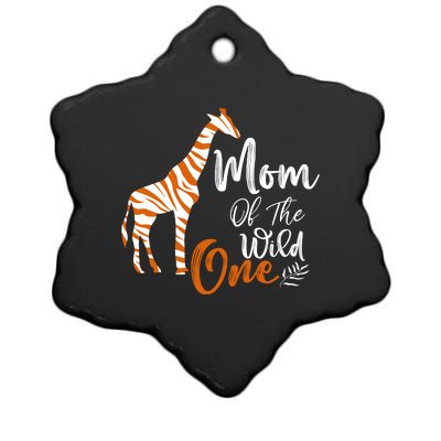 Mom Of The Wild One Funny 1st Birthday Animal Safari Gift Ceramic Star Ornament