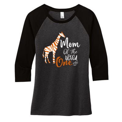 Mom Of The Wild One Funny 1st Birthday Animal Safari Gift Women's Tri-Blend 3/4-Sleeve Raglan Shirt