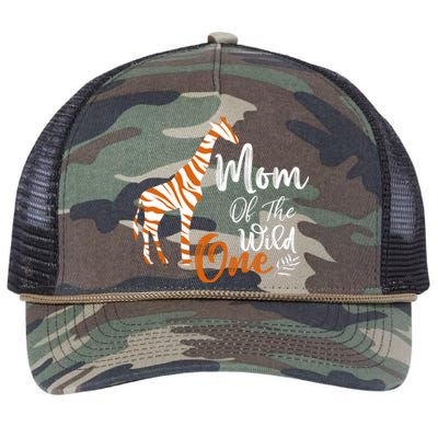 Mom Of The Wild One Funny 1st Birthday Animal Safari Gift Retro Rope Trucker Hat Cap