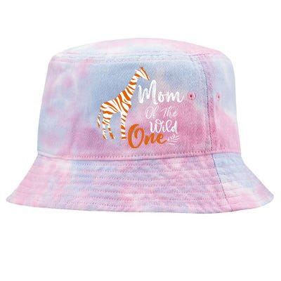 Mom Of The Wild One Funny 1st Birthday Animal Safari Gift Tie-Dyed Bucket Hat