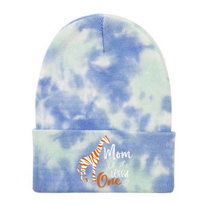 Mom Of The Wild One Funny 1st Birthday Animal Safari Gift Tie Dye 12in Knit Beanie