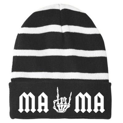 Mama Of The Bad Two The Bone Birthday 2 Years Old Birthday Striped Beanie with Solid Band