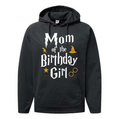 Mom Of The Birthday Girl Wizard 1st Birthday Family Party Performance Fleece Hoodie