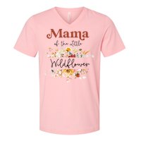 Mama Of The Little Wildflower Birthday Party Baby Shower V-Neck T-Shirt