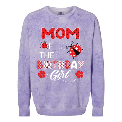 Mom Of The Birthday Family Ladybug Birthday Colorblast Crewneck Sweatshirt