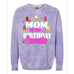 Mom Of the Birthday Sweetie Colorblast Crewneck Sweatshirt